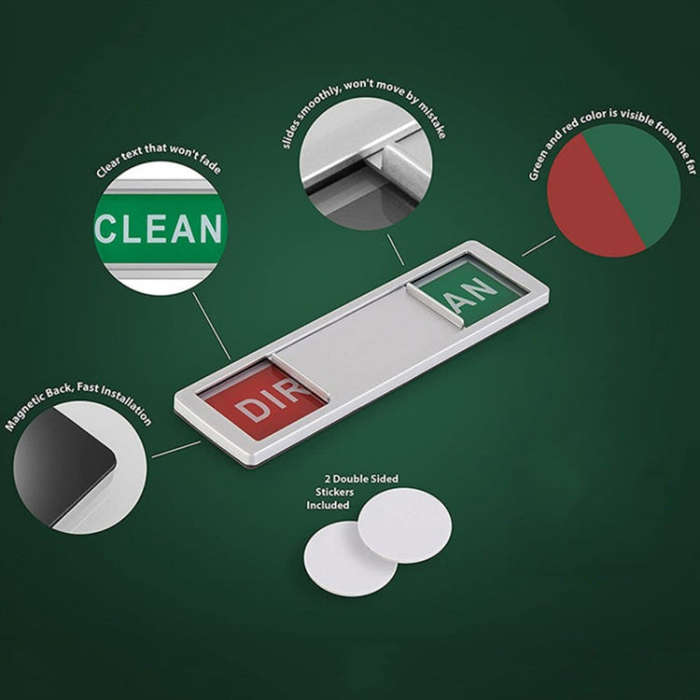 Dishwasher Magnet Clean Dirty Sign 2 Double-Sided Dishwasher Magnet Cover(Black)