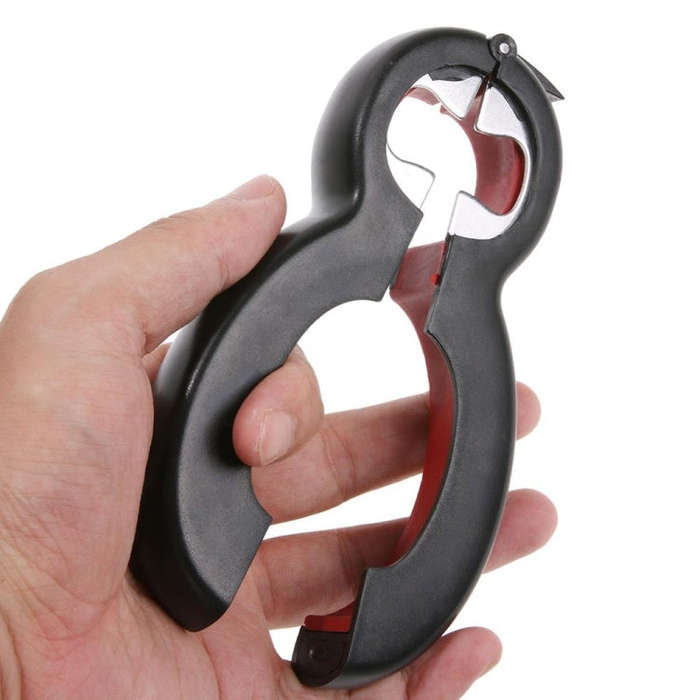 6 In 1 Simple Can Opener Multifunctional Plastic Bottle Opener(Black Red)