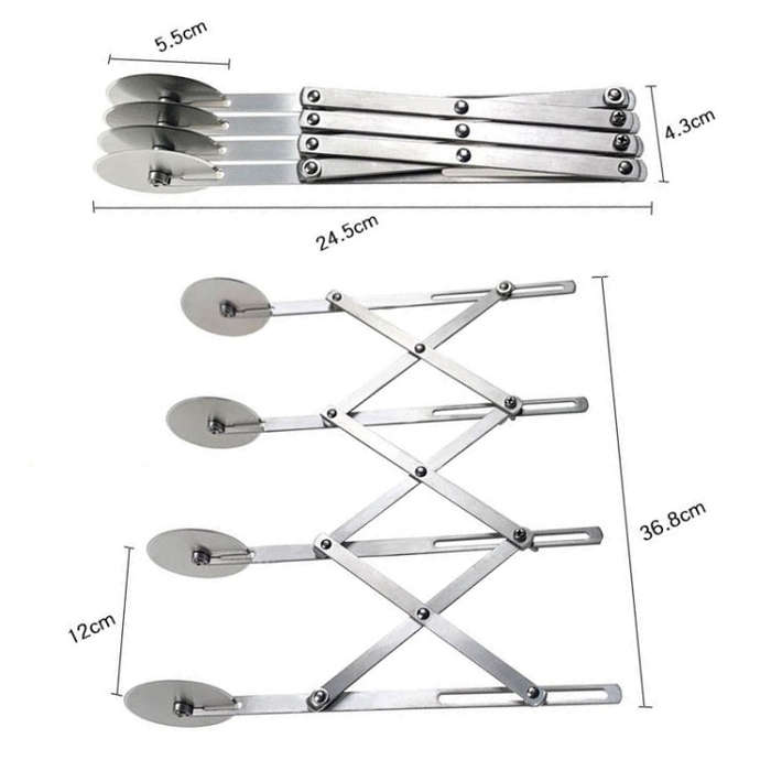 Stainless Steel Retractable Multipurpose Pizza Knife, Style: 4 Wheels