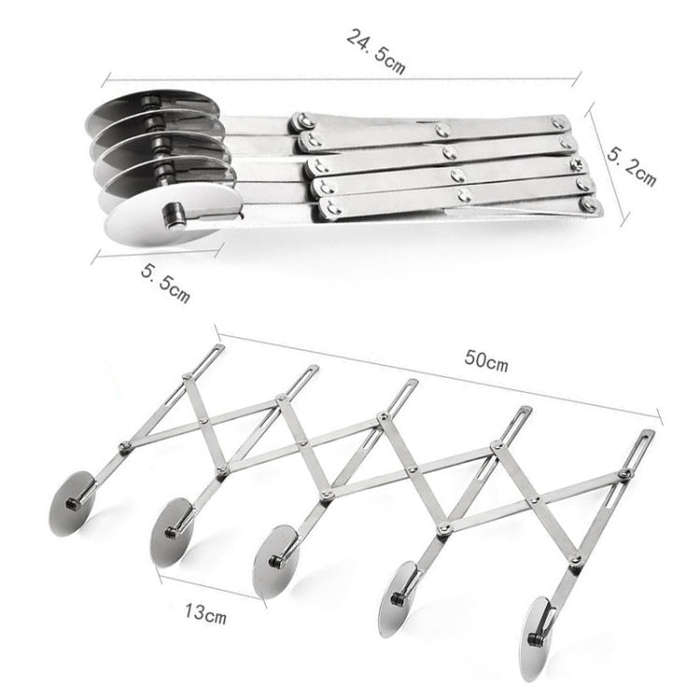 Stainless Steel Retractable Multipurpose Pizza Knife, Style: 5 Wheels