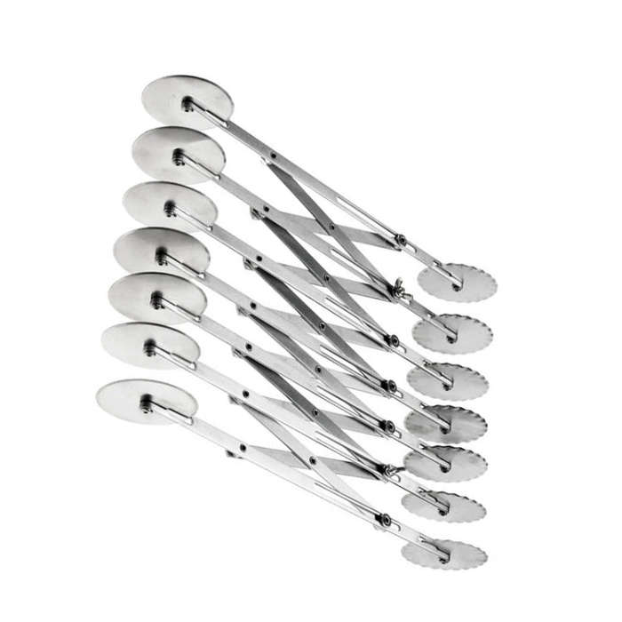 Stainless Steel Retractable Multipurpose Pizza Knife, Style: Two Headed 7 Wheels