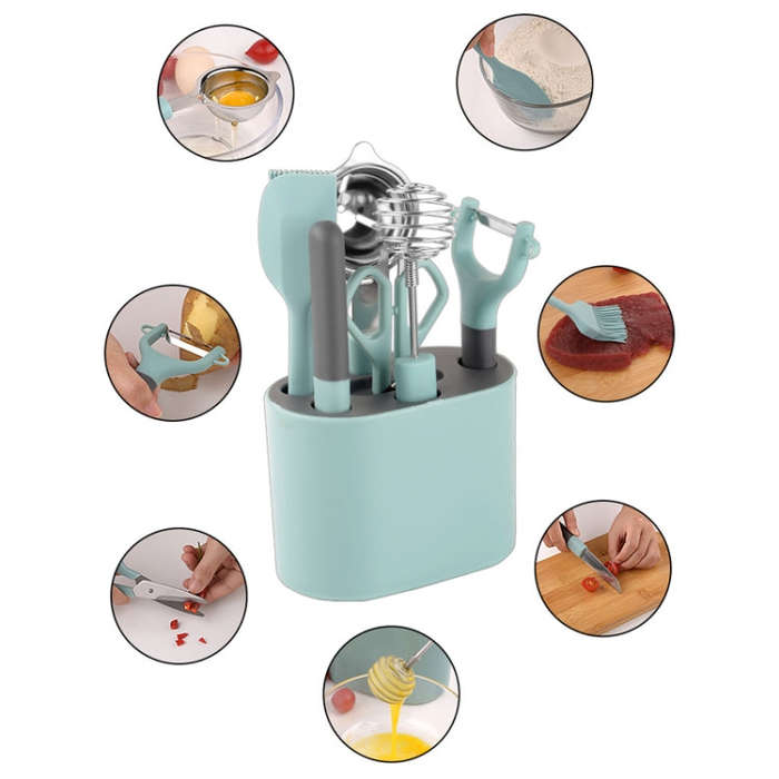 8 PCS / Set Stainless Steel Peeler Kitchen Gadgets Set With Storage Holder