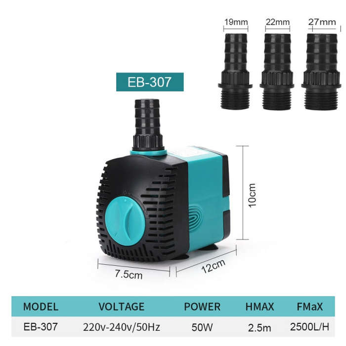 EB-307 50W Aquarium Submersible Water Pump Fountain Filter Fish Pond,EU Plug
