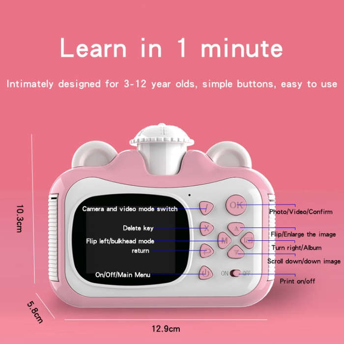 KX01-1 Smart Photo and Video Color Digital Kids Camera without Memory Card(Pink+White)