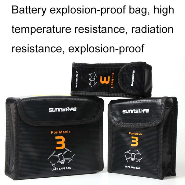 For Mavic 3 Sunnylife M3-DC106 3 In 1 Batteries Safe Storage Explosion-proof Bags