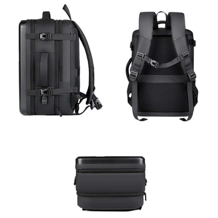 Large-capacity Waterproof Expandable Hard Shell Backpack with USB Charging Hole(161 Dark Gray)
