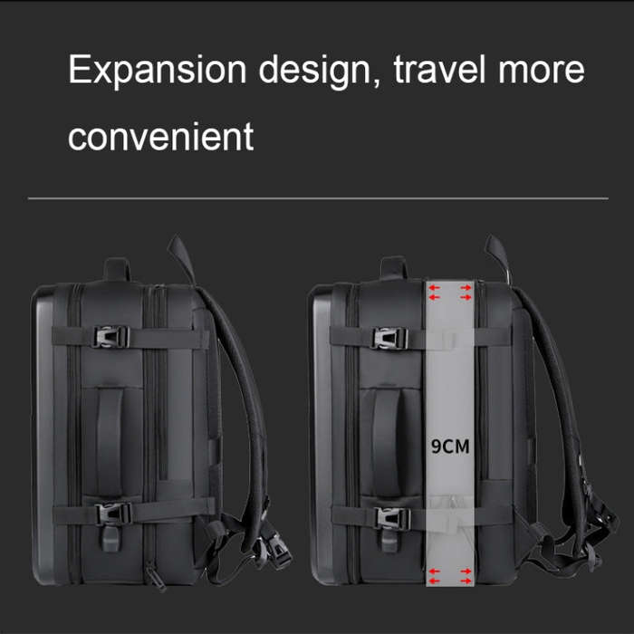Large-capacity Waterproof Expandable Hard Shell Backpack with USB Charging Hole(161 Light Grey)