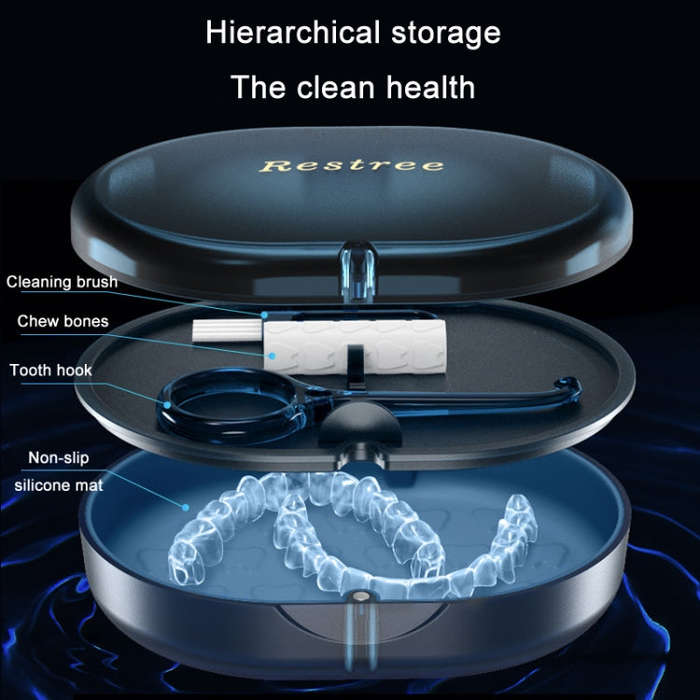 Magnetic Braces Holder Beauty Mirror Storage Box With Chewing Glue(Navy)