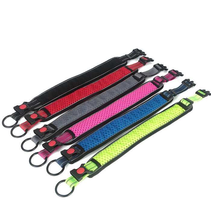 Honeycomb Net Dog Collar Neck Collar Breathable Reflective Anti-Strangle Collar S(Rose Red)