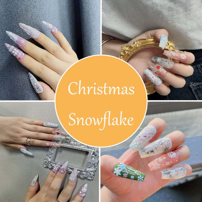 3 PCS 5D Embossed Nail Stickers Christmas Snowflake Elk Nail Stickers(5D-K123)