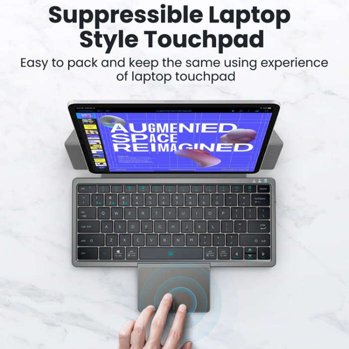 KF8700 78 Keys Hidden Touchpad Portable Tablet Computer Wireless Bluetooth Keypad With PU Leather...