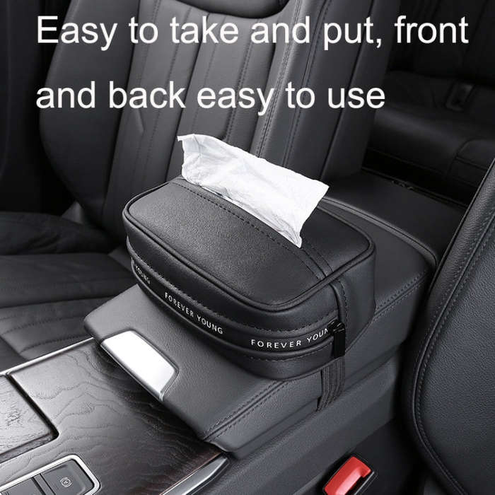 Multifunctional Car Chair Back Hanging Tissue Box(Black)