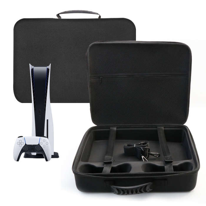 For PS5 Slim Game Console EVA Storage Bag Handbag Carrying Case(1959 Black)