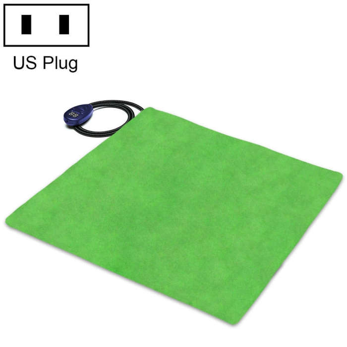 50x50cm Green 12V Low Voltage Multifunctional Warm Pet Heating Pad Pet Electric Blanket(US Plug)