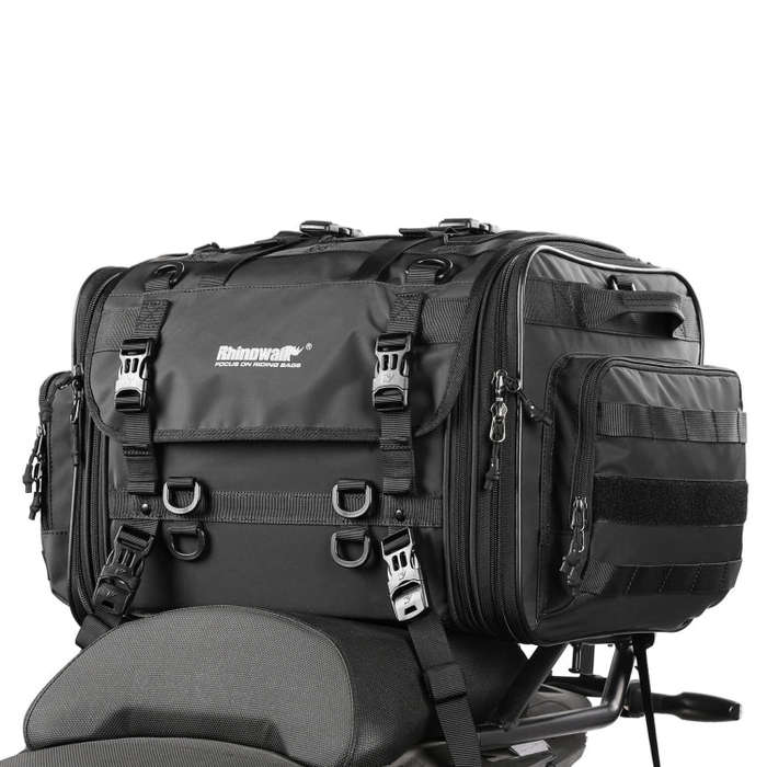 Rhinowalk MT4060 Large-capacity Foldable Expandable Tail Bag for Motorcycle Riding with Rain Cove...