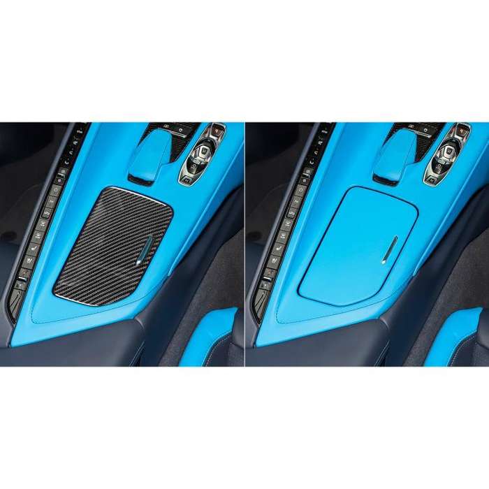 For Chevrolet Corvette C8 Right-Hand Drive Center Control Cup Cover Sticker(Black)