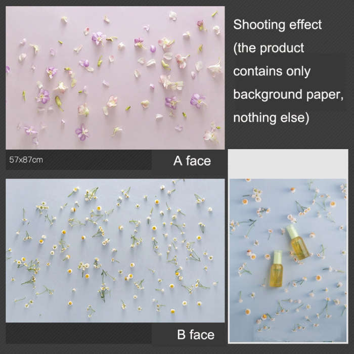 3D Double-Sided Matte Photography Background Paper(Blue+Pink Flower)