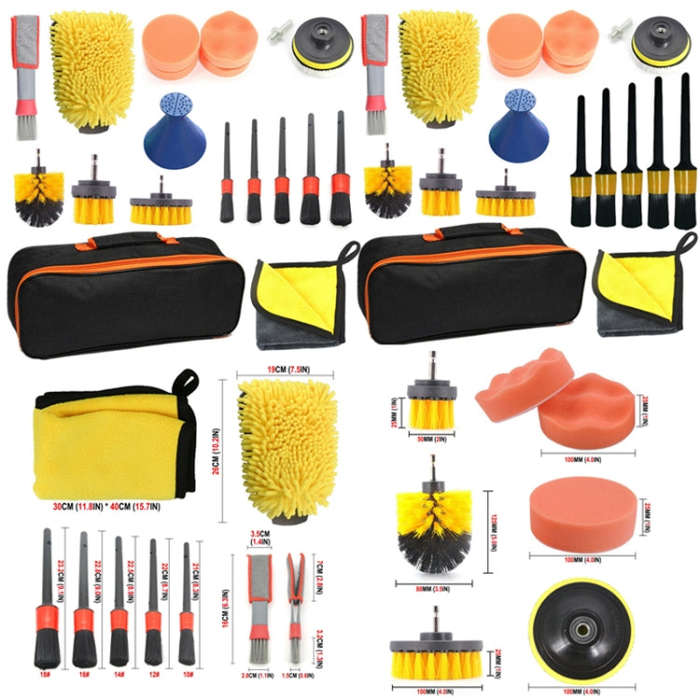 19 PCS / Set Car Beauty Cleaning Brush Details Brush Washing Glove Tool Set(Red Ring)