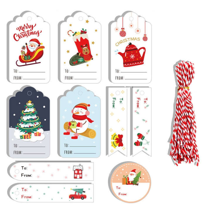 2 Packs 50pcs/set  Christmas Kraft Paper Tags Gift Wrapping Paper Labels(Series 1)