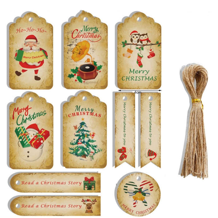 2 Packs 50pcs/set  Christmas Kraft Paper Tags Gift Wrapping Paper Labels(Series 4)