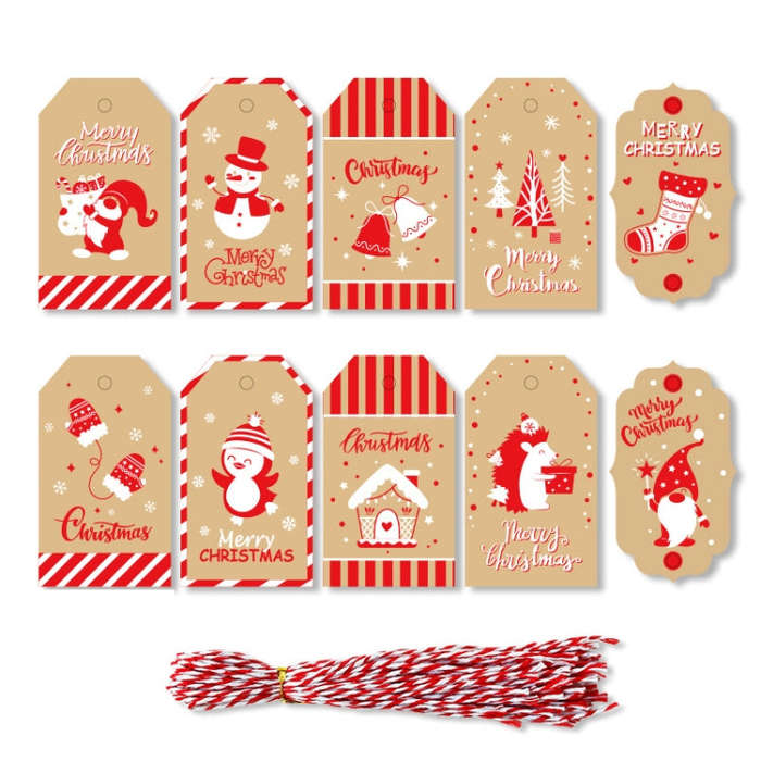 2 Packs 50pcs/set  Christmas Kraft Paper Tags Gift Wrapping Paper Labels(Series 12)