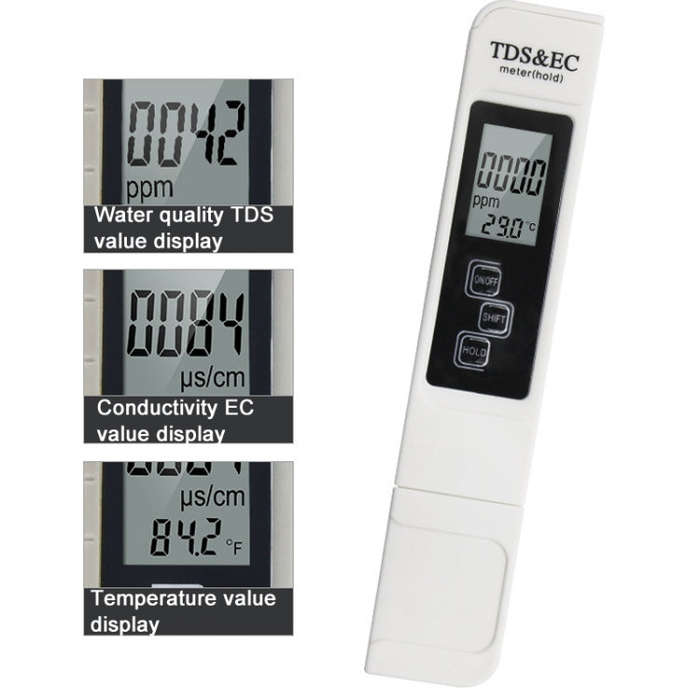Backlight Model TDS & EC Water Quality Test Pen Meter Conductivity Test Pen(White)