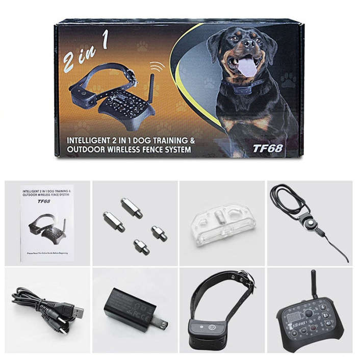 TF68 2-in-1 Dog Trainer Outdoor Electronic Wireless Fence With Collar EU Plug