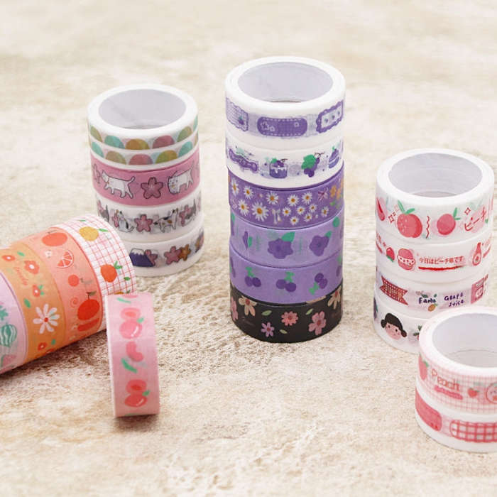 60Rolls/Box 42001 Cartoon Pattern Hand Account Tape Set Diary Handbook DIY Washi Material