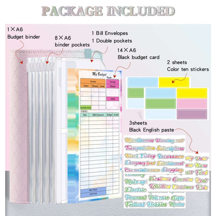 A6 Gradient Macaroon Loose-leaf Handbook Cash Budget Book(Blue Green Purple)
