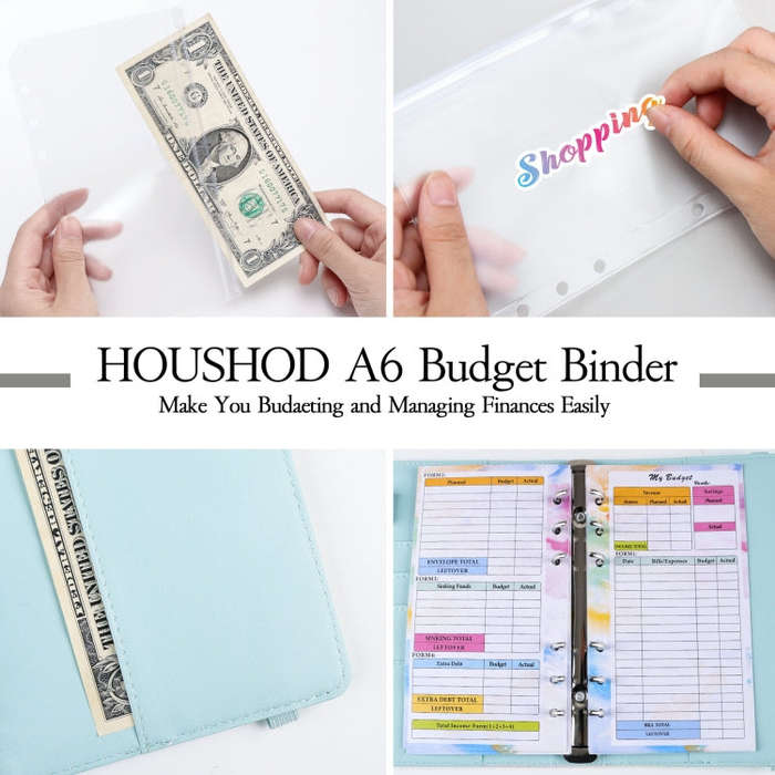 A6 Gradient Macaroon Loose-leaf Handbook Cash Budget Book(Green Yellow Pink)
