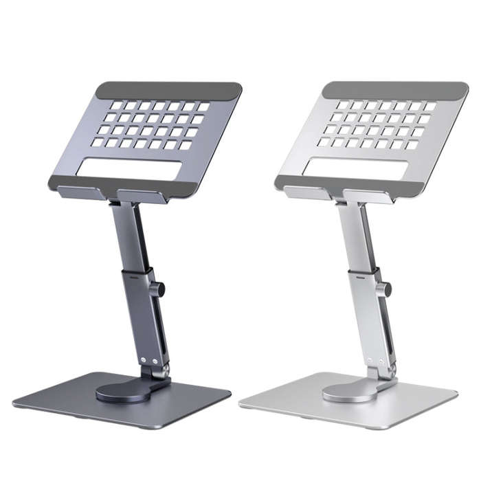JUNDNE H06 Desktop Folding Phone Stand Portable Telescopic Rotary Tablet Stand(Deep Grey)