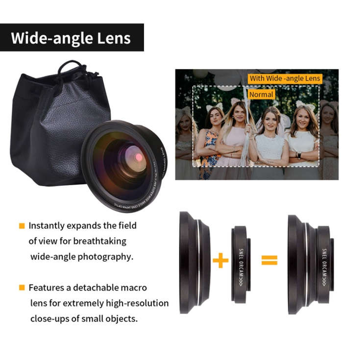 5600PX Zoomable 4K Digital Video Camera With Hood + Microphone + Wide-angle Lens
