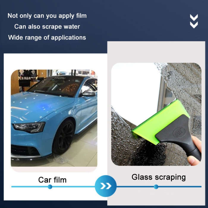 Plastic Bull Bar Film Squeegee Car Glass Cleaning Tools(Blue With Handle)