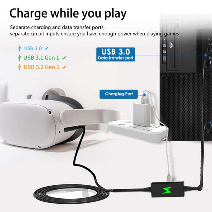For Quest Pro USB To Type-C VR Headset Data Line Cable 5m
