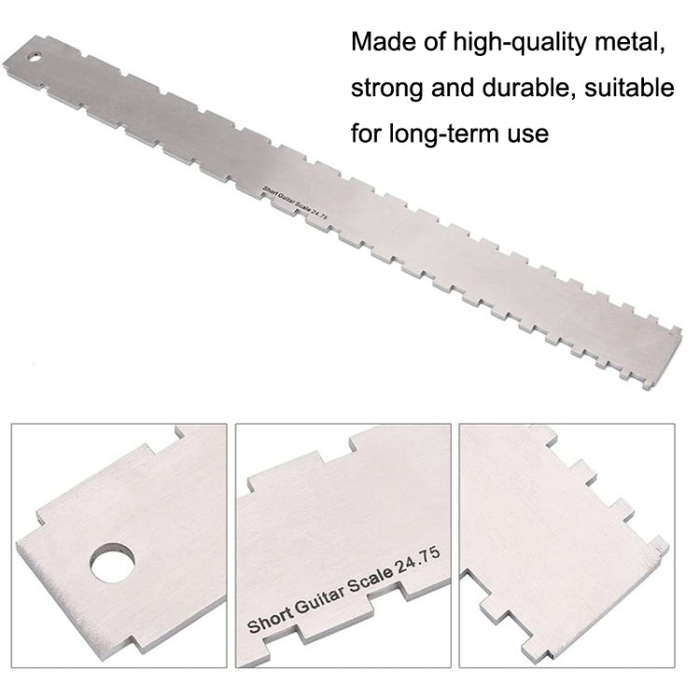 GNR3 Stainless Steel Measurement Bass Guitar Neck Ruler, Style: Double Teeth+Leveling Ruler+Strin...
