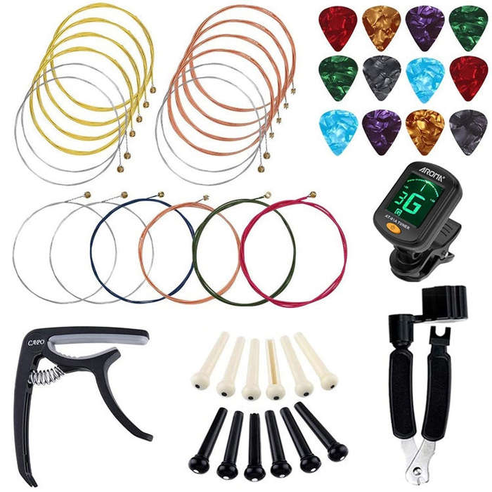 30 PCS / Set Folk Wood Bass Guitar Tuning Clip Tuner Instrument Set