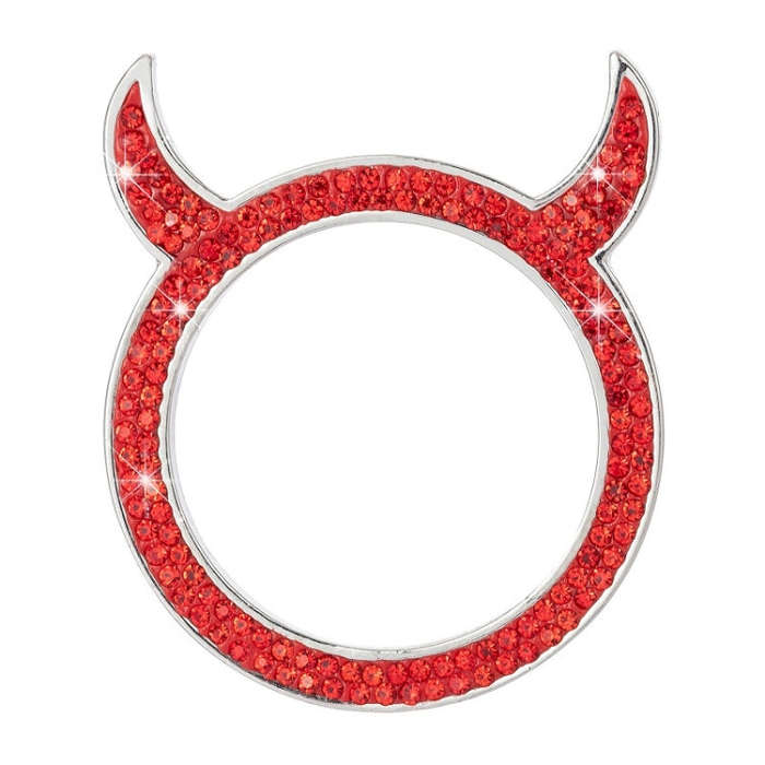 2 PCS Car Starter Button With Diamond Small Devil Decorative Ring(Red)
