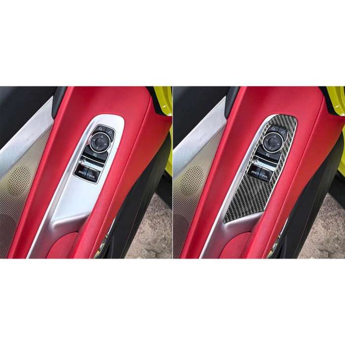 For Chevrolet Corvette C8 2pcs /Set Left-Hand Drive Lift Button Decorative Sticker(Black)