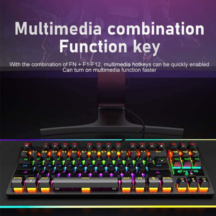ZIYOULANG K2 87 Keys Office Laptop Punk Glowing Mechanical Wired Keyboard, Cable Length: 1.5m, Co...