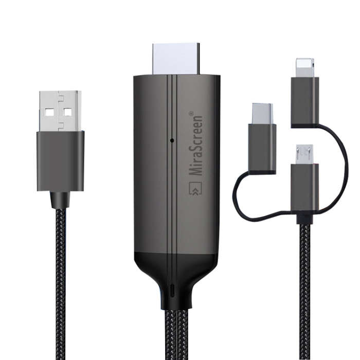 LD36 8 Pin + Micro USB + Type-C / USB-C to HDMI  1080P HDTV Dongle Cable, Plug And Play HDMI With...
