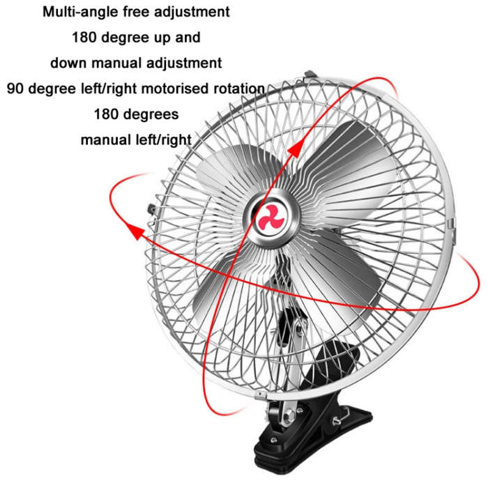 Car Powerful Fixing Clip Cooling High Wind Power Electric Fan, Specification: 10 inch Black 24V