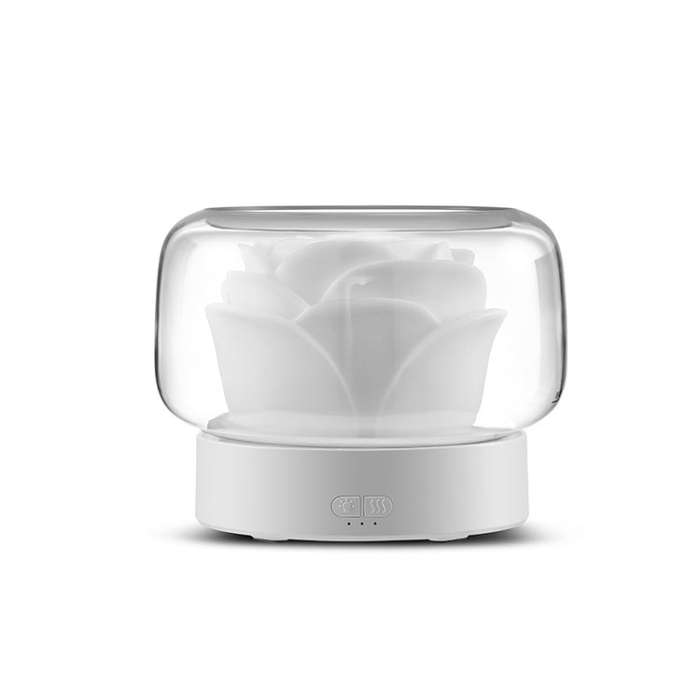 400ml Rose Aromatherapy Diffuser Timing Humidifier with Seven-color Light,CN Plug(White)