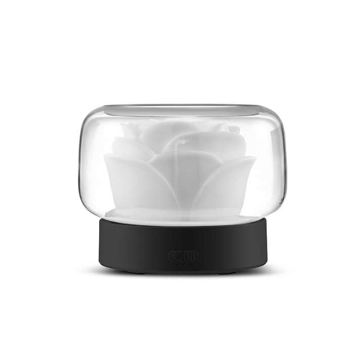 400ml Rose Aromatherapy Diffuser Timing Humidifier with Seven-color Light,CN Plug(Gray)