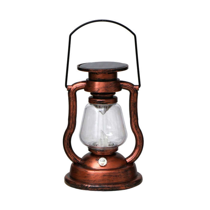200802 Retro Solar Kerosene Lamp Shape Handheld Lamp Home Decor Flame Lamp(Bronze)