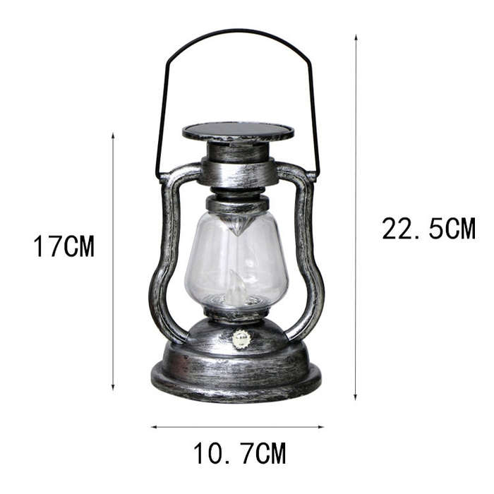 200802 Retro Solar Kerosene Lamp Shape Handheld Lamp Home Decor Flame Lamp(Bronze)