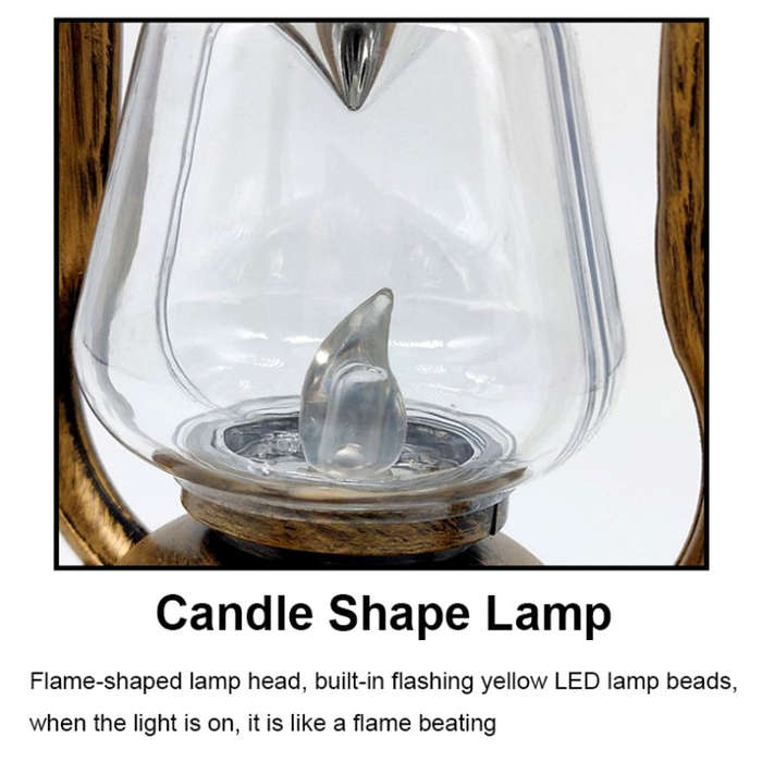 200802 Retro Solar Kerosene Lamp Shape Handheld Lamp Home Decor Flame Lamp(Bronze)