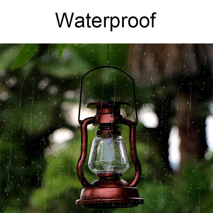 200802 Retro Solar Kerosene Lamp Shape Handheld Lamp Home Decor Flame Lamp(Bronze)