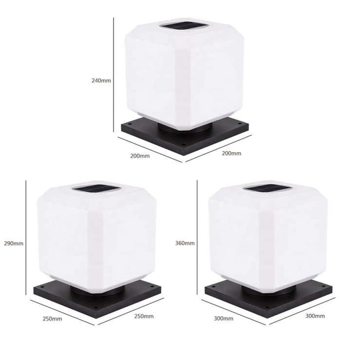 003 Solar Square Outdoor Post Light LED Waterproof Wall Lights, Size: 30cm (White Light)