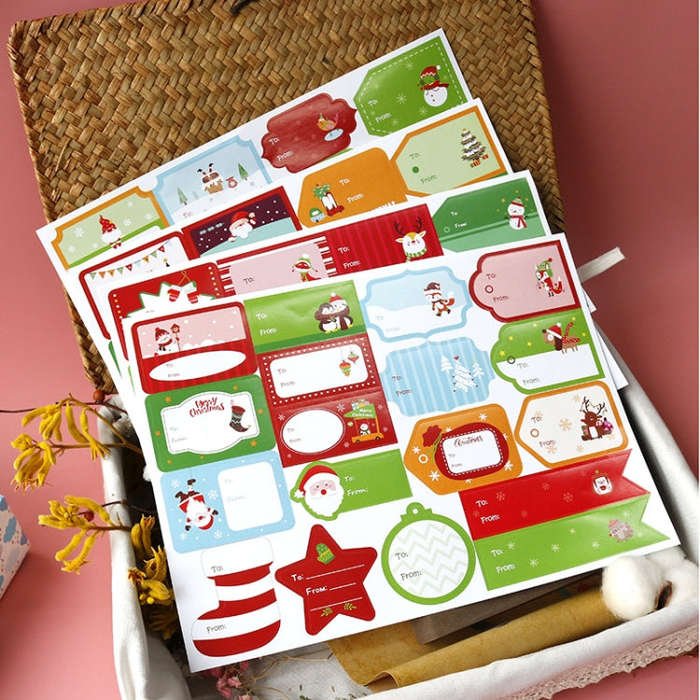 1set 72pcs/set  Christmas Stickers Gift Bag Packaging Box Closure Stickers