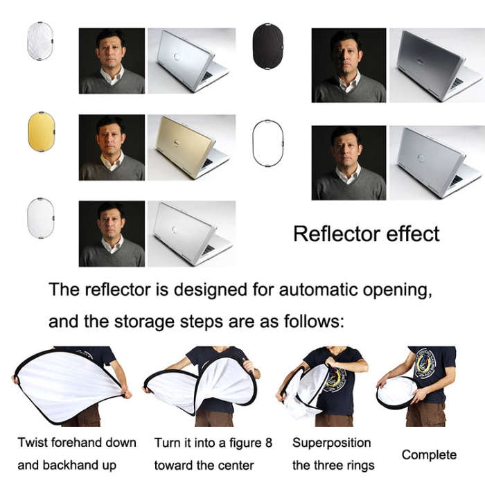 Selens  5 In 1 (Gold / Silver  / White / Black / Soft Light) Folding Reflector Board, Size: 80cm ...